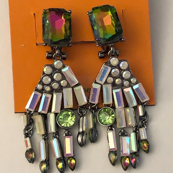 Betsey Johnson Silver Tone Skeleton Hand Drop Earrings Crystal Accents NWT - Picture 6 of 16